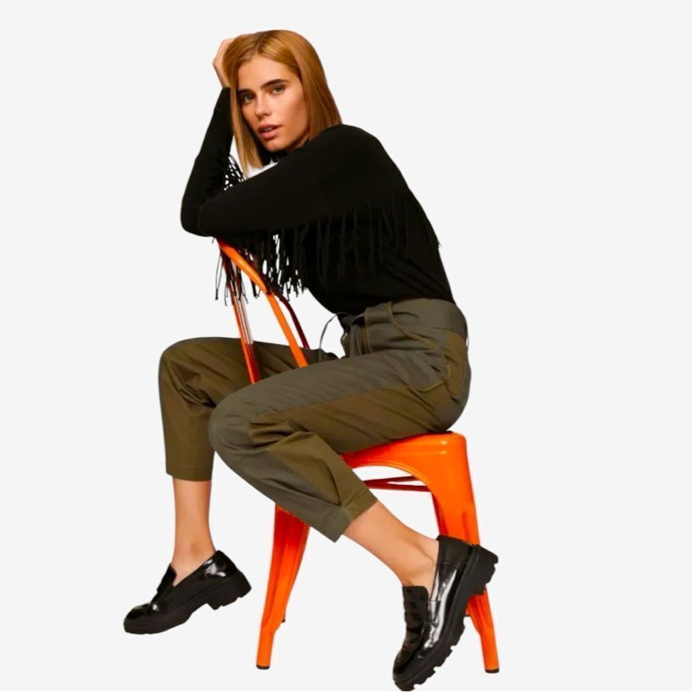 Sz 38/2 Derek Lam Collective Brown Two Tone Waist Tie Pants $395 MSRP